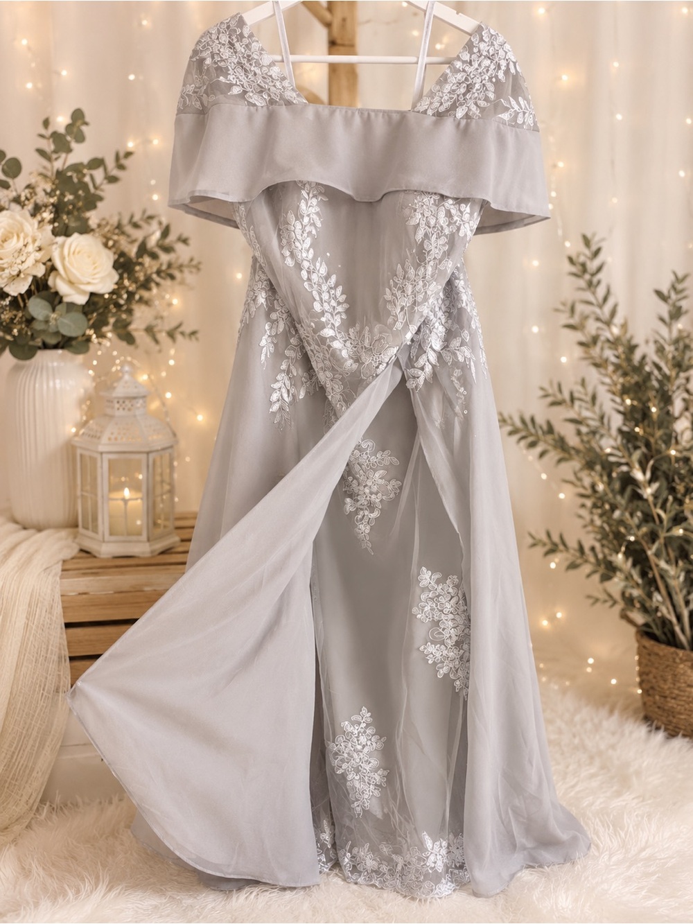 Elegant Sage Gray Formal Gown – Size 8 – New with Tags